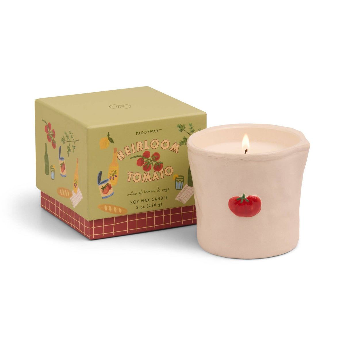 Paddywax Bistro 8oz/226g Tomato Embossed Ceramic Candle - Heirloom Tomato Boxed
