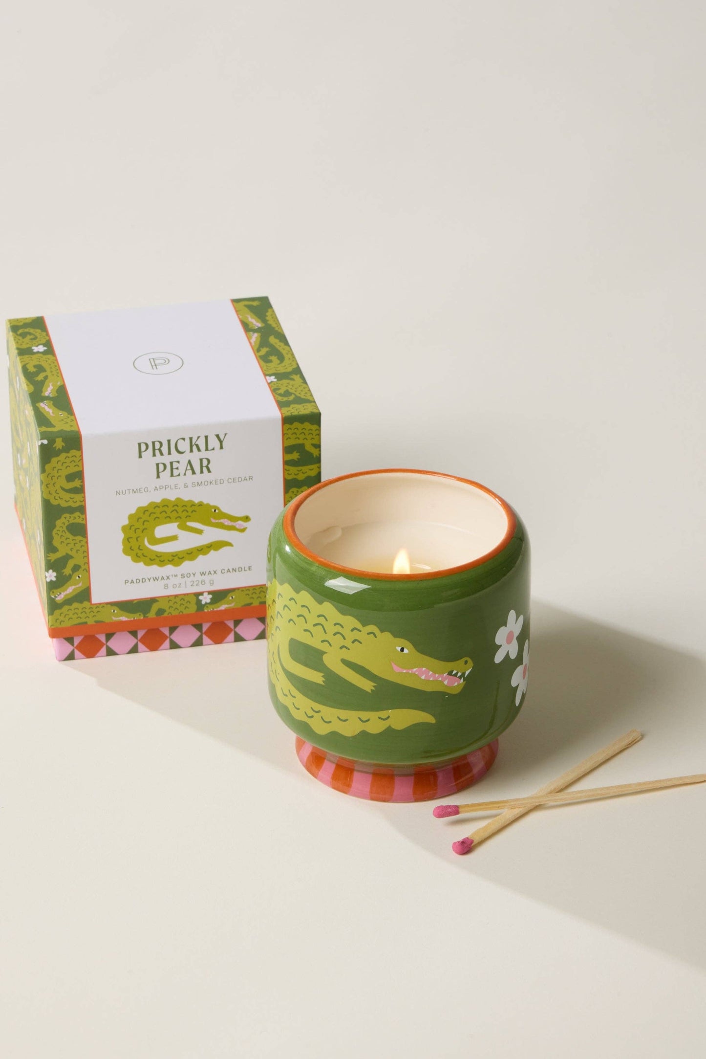 Paddywax A Dopo Crocodile Ceramic Candle - Prickly Pear