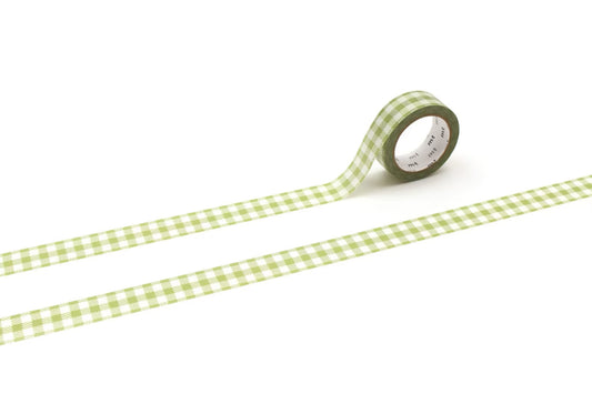 mt 1P deco - stripe checkered light moss green