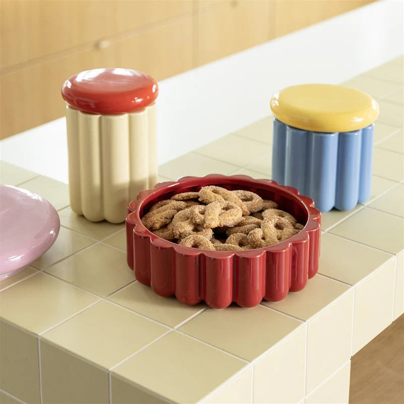 &Klevering Charlo Cream and Red Storage Jar
