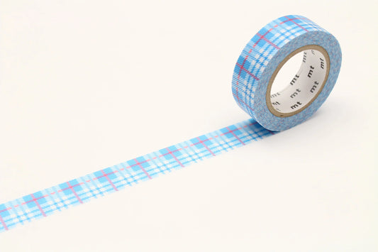 Mt Japanese Masking Tape - Check Light Blue Washi