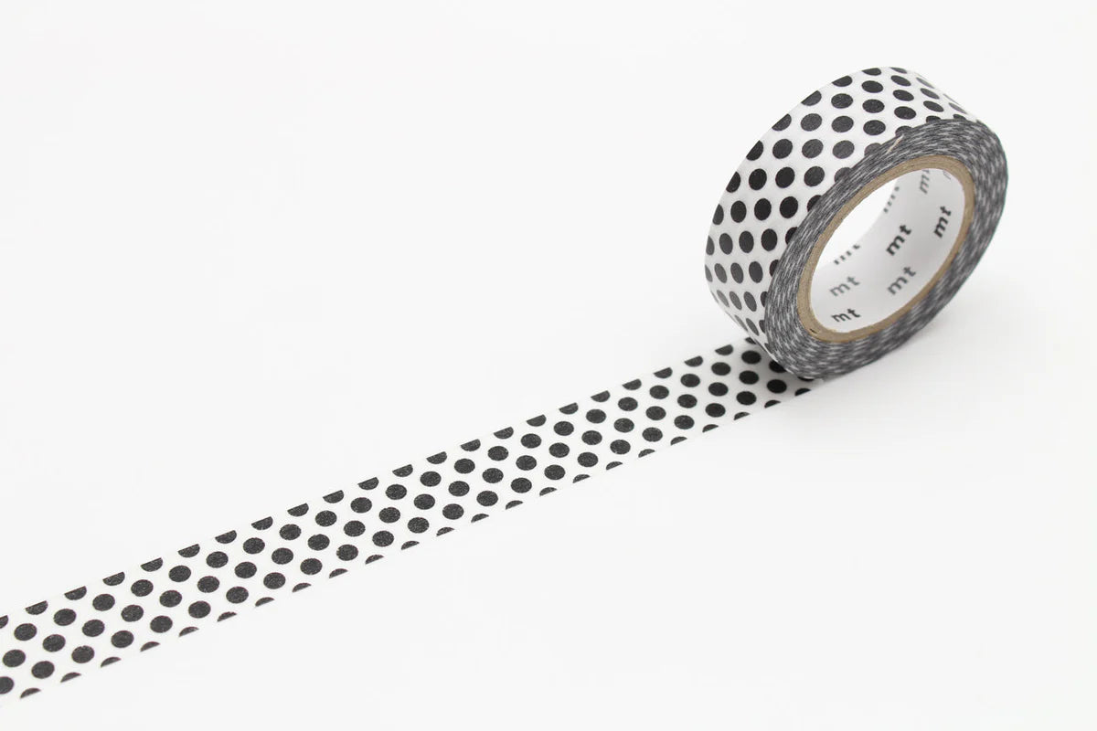 Mt Japanese Masking Tape Mt 1P Deco - Black Polka Dot Washi