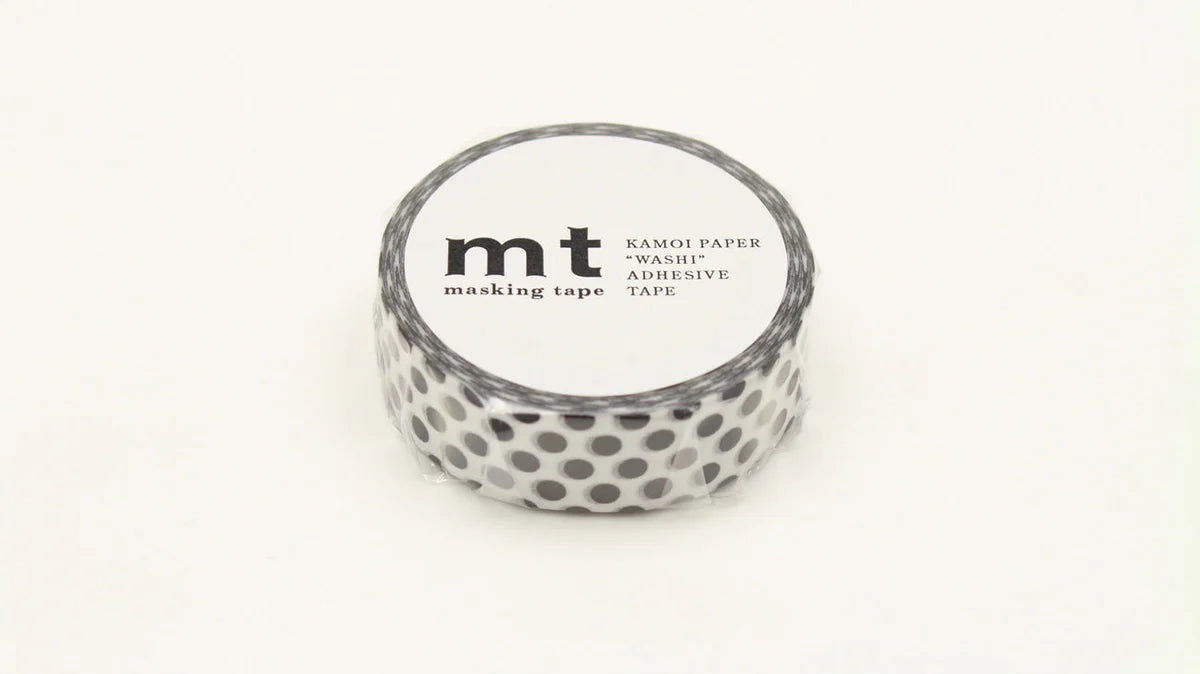 Mt Japanese Masking Tape Mt 1P Deco - Black Polka Dot Washi
