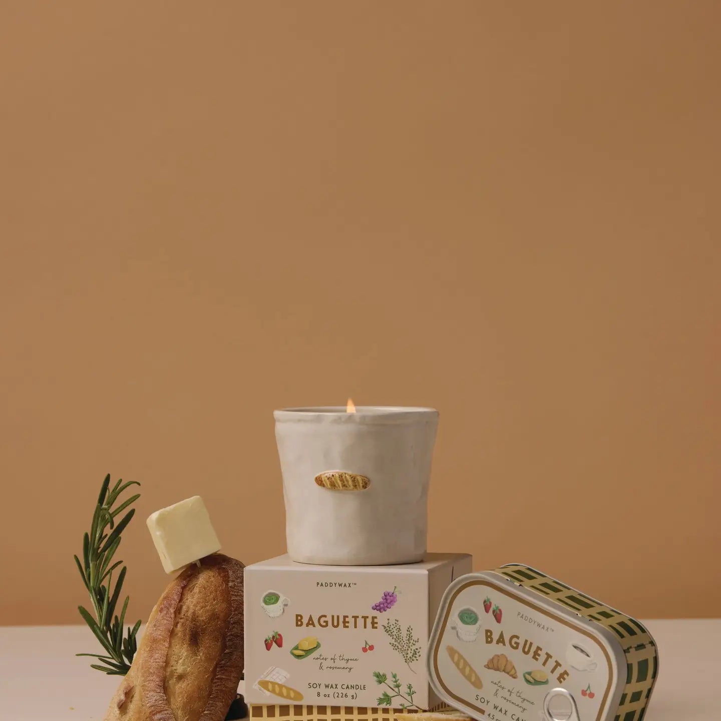 Paddywax Bistro Baguette Ceramic Candle - Rosemary Thyme