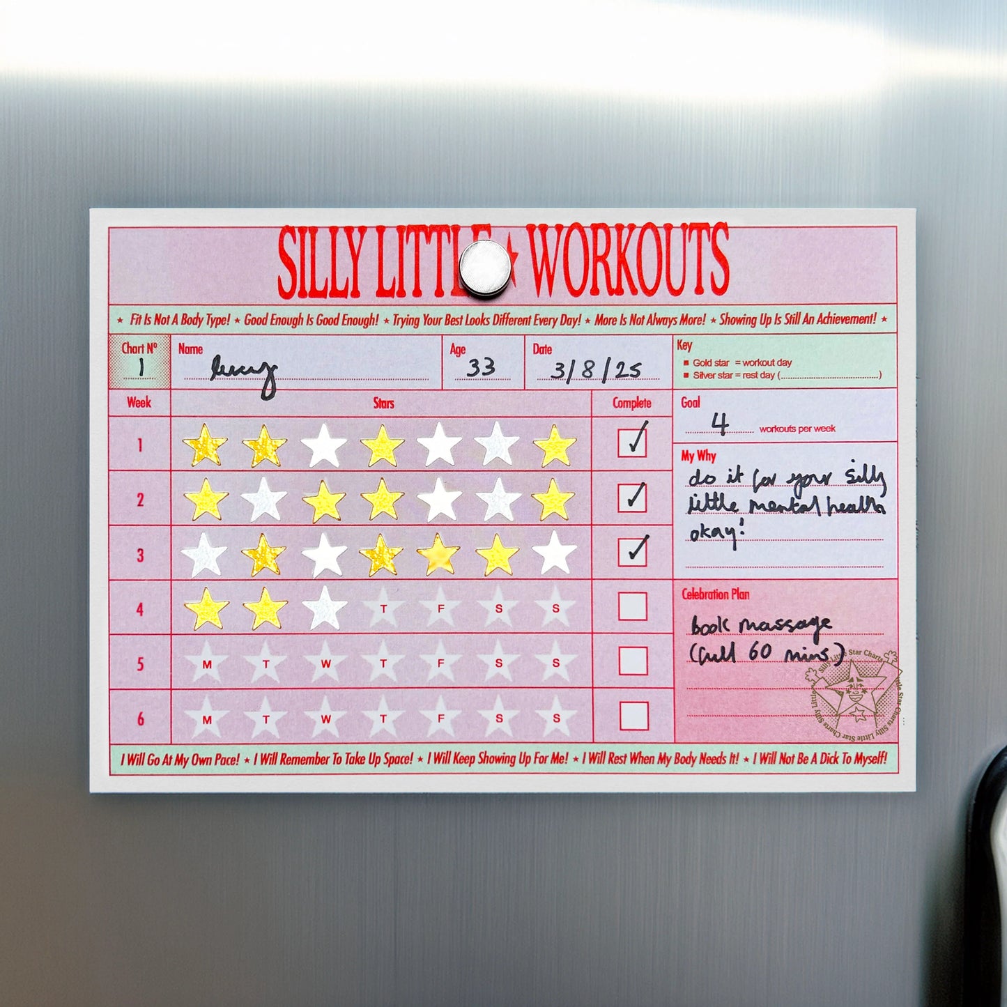 Silly Little Star Chart - Sticker Chart Workout Tracker