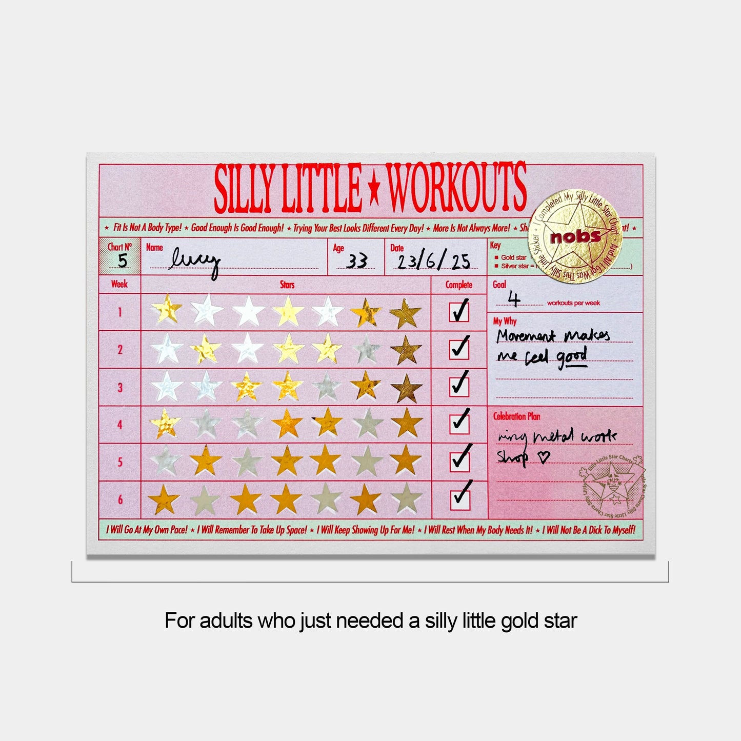 Silly Little Star Chart - Sticker Chart Workout Tracker
